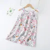 Algodão Novo vestido de gola redonda para meninas algodão artificial pijama infantil atacado