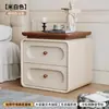 Mesa de Cabeceira Usada para Quarto de Casa 2026 Novo Modelo Creme Luxo Leve High-End Madeira Maciça Pequeno Armário de Armazenamento de Cabeceira