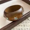 Nova pulseira redonda de madeira retrô estilo chinês, única e estilosa, joias de nicho de luxo leve de alta qualidade para atacado