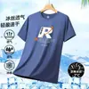 Camiseta de Manga Corta de Seda Helada para Hombre de Verano al por Mayor Transfronteriza, Camiseta Holgada de Media Manga, Talla Grande, Top Sencillo y Versátil para Hombre
