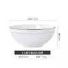 Tigela de Cerâmica Pintada a Ouro Feita à Mão Jingdezhen Porcelana Óssea Tigela Kowloon Tigela de Jantar Doméstica Tigela de Jantar de Clube e Hotel Logotipo Imprimível