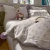 Conjunto de 4 peças Jacquard de Algodão Lavado Renda Estilo Coreano Feminino Cereja Rosa Pequeno Algodão Puro 1,5m 1,8m