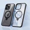 Adecuado para iPhone16ProMax funda de teléfono móvil transparente con punto de apoyo 360 giratorio MagSafe magnético apple 15 carcasa dura