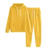 2024 Versión Coreana Nuevo Conjunto de Sudadera Unisex con Capucha de Color Sólido Talla Grande Conjunto Casual Holgado de Dos Piezas para Mujer