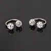 Anillo de Herradura de Acero Inoxidable Transfronterizo Mini Shambhala Aretes de Bola Completamente Diamantados Aretes de Acero de Titanio para Mujer Clavos de Oreja Finos en Forma de C