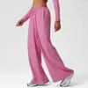 Novo Outono Casual Europeu e Americano Caimento Solto Calças Fitness de Perna Larga Calças Longas Versáteis Cordão Bolso Esportes Yoga Calças Retas