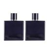 Em estoque fornecimento B033-100ml azul tinta quadrado plano vidro frasco de perfume subembalagem requintado cosmético frasco spray