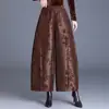 Novas calças de jacquard estilo chinês para mulheres, outono/inverno 2026, calças casuais cropped de perna larga, elegantes e versáteis, com bainha curva