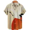 Estilo Étnico Nueva Camisa Hawaiana de Verano Patrón de Grulla en Spray Impresión 3D Top de Moda para Hombres