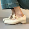 Nuevos Zapatos Mary Jane de Piel de Oveja con Cordones, Punta Cuadrada y Aumento Oculto de Altura, Estilo Coreano, Dulces Zapatos de Salón Franceses de Boca Baja para Mujer, Primavera 2026
