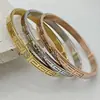 Pulsera de Acero de Titanio con Incrustaciones de Diamantes para Mujer con Patrón de la Gran Muralla, Pulsera Abierta Elegante de Alta Gama, Joyería que No se Desvanece al por Mayor