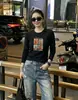 Blusa de Algodón Acanalado Guangzhou Shisanxing 220g para Mujer, Corte Ajustado, Manga Larga, Segunda Colección de Verano, Exclusivamente para Suministro a Tiendas Físicas