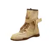 Botas de boxeo retro de piel de vaca para mujer, nuevas botas Martin de media caña 2026, botas western Melard de bloques de color, botines de suela gruesa