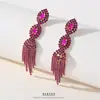 Brincos de Corrente Longa com Garras Exageradas Elegantes de Prata S925 com Strass para Mulheres Brincos com Franjas de Diamante Colorido Europeus e Americanos Brincos da Moda