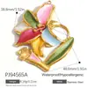 Yuhui Accesorios para Joyería DIY Transfronterizos Colgante de Acero Inoxidable con Flor de Goteo de Aceite Incrustaciones de Pedrería Corazón Chapado en Oro Real Accesorios DIY