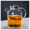 Bule de Vidro Borossilicato Alto Jarra de Suco Chaleira de Água Fria Aquecimento em Chamas Abertas Chaleira com Tampa de Bambu Chaleira Doméstica para Água Fria Chaleira de Chá com Flores