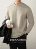 Camiseta de cuello medio alto de doble cara, peso pesado de 340 g, estilo japonés, grano fino, para hombre, elegante, casual de otoño e invierno, manga larga, color liso, sudadera