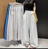 Pantalones de Algodón Lavado con Dobladillo Curvo para Mujer, Novedad Verano 2026, Pantalones de Pierna Ancha con Caída, Cintura Alta, con Bolsillos, Estilo Holgado y Casual