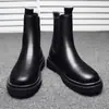 Botas Martin de caña alta de moda para hombre, nuevas de Otoño e Invierno, Zapatos de Algodón de Moda Negros para Jóvenes, Zapatos Individuales Casuales Retro para Hombre