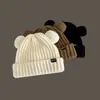 Gorro de Punto de Color Sólido Holgado para Mujer en Invierno, Moderno y a la Moda, Hace que la Cara Parezca Más Pequeña, Cálido y Protector de Orejas, Sombrero de Lana