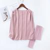 Factory Outlet Primavera e Outono Algodão Feminino Lycra Algodão Listrado Simples Outono Roupas e Calças Casa Roupas Pijamas Set