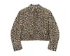 Casaco de Brim Lavado com Estampa de Leopardo Estilo Europeu e Americano para Homens e Mulheres Primavera Lapela Design Curto Caimento Relaxado Ombreira Retro Jaqueta