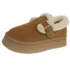 Zapatos de Algodón Felpudo Cálido para Mujer Ropa de Exterior Nuevo Estilo Otoño/Invierno 2026 Zapatos Birkenstock de Suela Gruesa Botas de Nieve Engrosadas con Forro de Felpa para Mujer