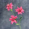 Estampa de Flores Artificiais Lírio de 3 Cabeças Decoração de Casa Arranjo para Cena de Casamento Estilo Pintura a Óleo Enfeites de Flores Artificiais Atacado