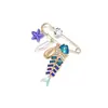 Broche Pingente de Concha de Peixe Colorido com Cravação de Diamantes Estilo Oceânico Europeu e Americano, Acessório Multifuncional de Estilo Nicho para Férias Anti-Exposição para Mulheres