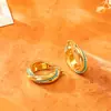 Brincos em Forma de U Torcidos com Contas Azuis de Alto Padrão, Design Criativo, Brincos Modernos e Exquisitos para Mulheres, Fechos de Orelha Banhados a Cobre com Ouro Real