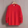 Sudadera de Invierno para Hombre Talla Grande Nueva Color Sólido Pulóver Forro Polar Manga Larga Recta Cuello Redondo Sudadera Diaria 2303