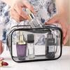 Bolsa de cosméticos de PVC transparente engrosada, bolsa de almacenamiento portátil para artículos de tocador, bolsa de aseo con cremallera impermeable y a prueba de polvo de gran capacidad