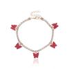 Joyería transfronteriza europea y americana acrílico de color tobillera cubana de mariposa tobillera para mujer nueva Diamante completo Playa adornos para pies