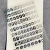 Adesivos de Unha Preto e Branco com Letras e Números Adesivos Planos Impermeáveis com Verso Adesivo Números Arábicos Adesivos de Unha DIY DH945