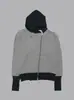Moletom Listrado com Zíper Assimétrico Estilo Coreano para Meninas e Mulheres Outono Inverno com Capuz Versátil Casual Y2K Jaqueta Leve Estilo Asiático