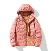 Nuevo Cardigan de Invierno Casual Cómodo de Plumas de Pato Cálido Unisex Color Sólido con Capucha Ligera Chaqueta de Plumas Venta al por Mayor