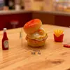 Dona Simulada, Hamburguesa de Huevo, Modelo de Juguete de Comida de Restaurante de Comida Rápida, Decoración de Mini Cocina, Llavero DIY