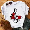 Nueva Harajuku Mujer;s Camiseta Moda Creativa Reose Musical