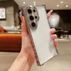 Capa de celular galvanizada à prova de queda de quatro cantos é adequada para Samsung S24ULTRA cor sólida S23FE capa macia A55 furo fino A54
