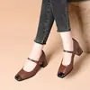 Zapatos de mujer estilo retro de cuero suave con tacón grueso, nuevos zapatos Mary Jane para mujer en otoño de 2026, adecuados para ir al trabajo y al día a día, con tacones medios-altos