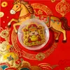 Oro Puro 999 Caballo del Zodiaco Estilo Chino Imán de Metal Personalizado para Refrigerador Pegatina para Teléfono Pegatinas de Dibujos Animados Manualidades