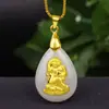 Colgante de jade Hetian con incrustaciones de oro de los doce signos del zodiaco, colgante de gota de agua para pie, colgante de fase dorada, negocio, Festival, venta al por mayor en vivo