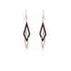 Pendientes geométricos de diamantes completos en forma de dos diamantes tridimensionales de acero de titanio de estilo coreano, temperamento femenino, pendientes de oro rosa inteligentes, venta al por mayor de fábrica