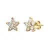 Pendientes Pequeños Europeos y Americanos de Venta Caliente con Flores de Colores y Tachuelas de Diamante para Mujer, Pendientes de Botón Simples de Moda Creativa de Ins