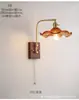 Lámpara de noche estilo nórdico japonés estilo medieval latón nogal cerámica casa de huéspedes atmósfera artística retro lámpara de pared