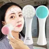 Escova de Limpeza Facial Manual Grande de Silicone, Dupla Face, com Cerdas Macias, para Limpeza Profunda e Esfoliação, Dispositivo de Limpeza Facial Doméstico
