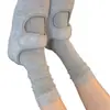 Meio do Outono Estilo Coreano Liso Listra Vertical Versátil Sem Costura Meia de Algodão Roupa Externa Cano Longo Meia para Gestante Meia de Cano Médio Branco
