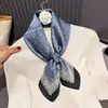 Lenço de Seda Artificial para Mulheres, Primavera e Verão, Estilo Pintura a Óleo, Listra de Bétula Branca, Design Náutico, Lenço Quadrado Pequeno de 70cm, Lenço Decorativo