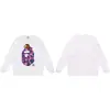 Moletom BAPE com estampa de cabeça de macaco estilo japonês, tendência transfronteiriça, gola redonda, unissex, corte solto, jaqueta de manga curta para outono e inverno