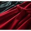 Spot atacado de fábrica design atmosfera quatro agulhas planas lã slim nó gola semi alta fenda vestido de tricô